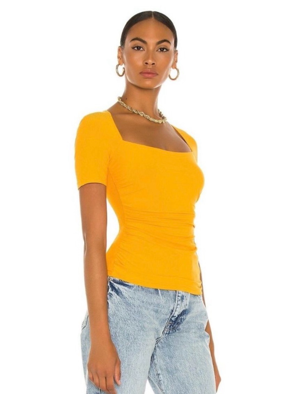 Significant Other Valerie Golden Ribbed Knit Top